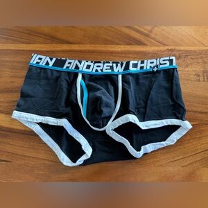 Andrew Christian Show It Trunks in Black with White and Blue Accents